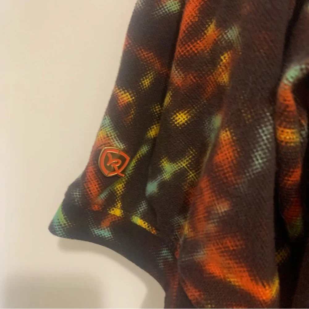 Rocawear Polo Shirt Brown Colorful Splatter Logo Men’s 2x 2XL Top with Pin - Picture 5 of 7